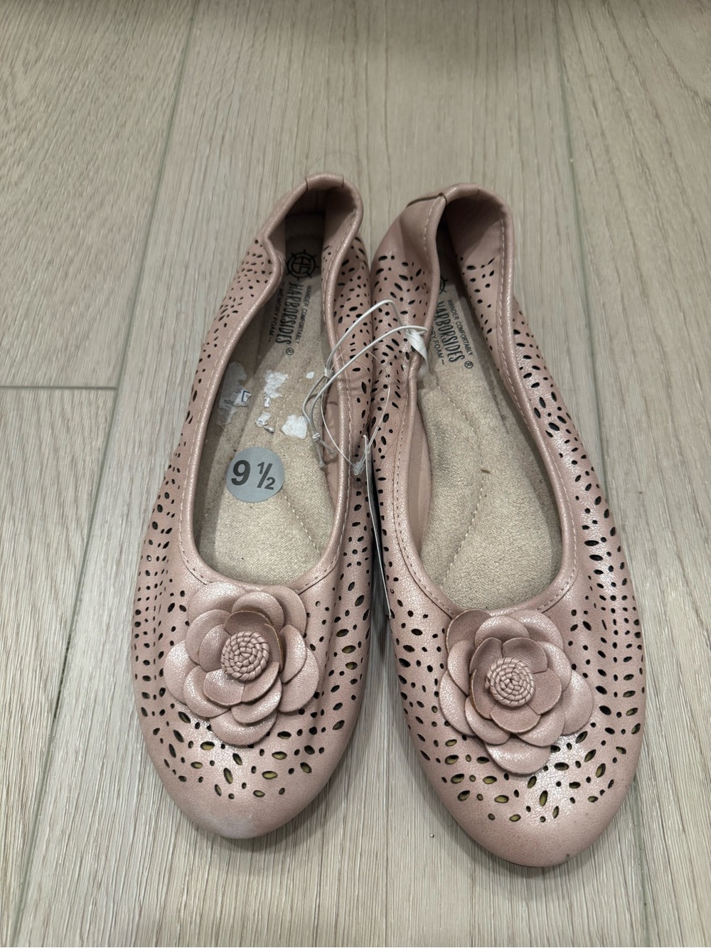 Women's Pink Floral Ballet Flats - Size 9.5